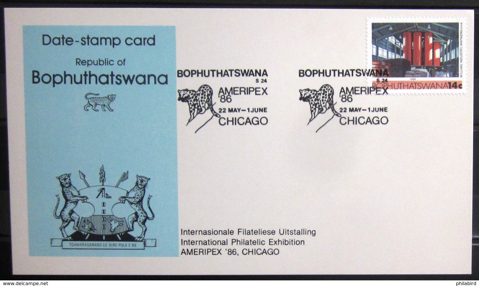 BOPHUTHATSWANA                Carte Commémorative   " AMERIPEX 86 CHICAGO " - Bophuthatswana