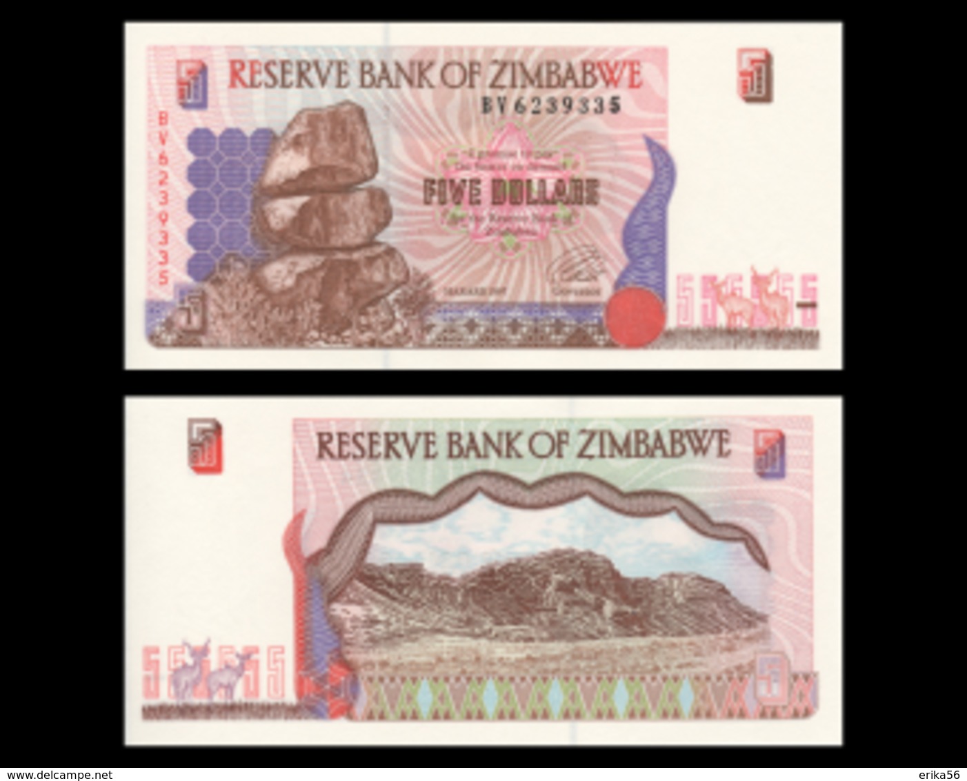 Billet Zimbabwe 5 Dollar - Zimbabwe