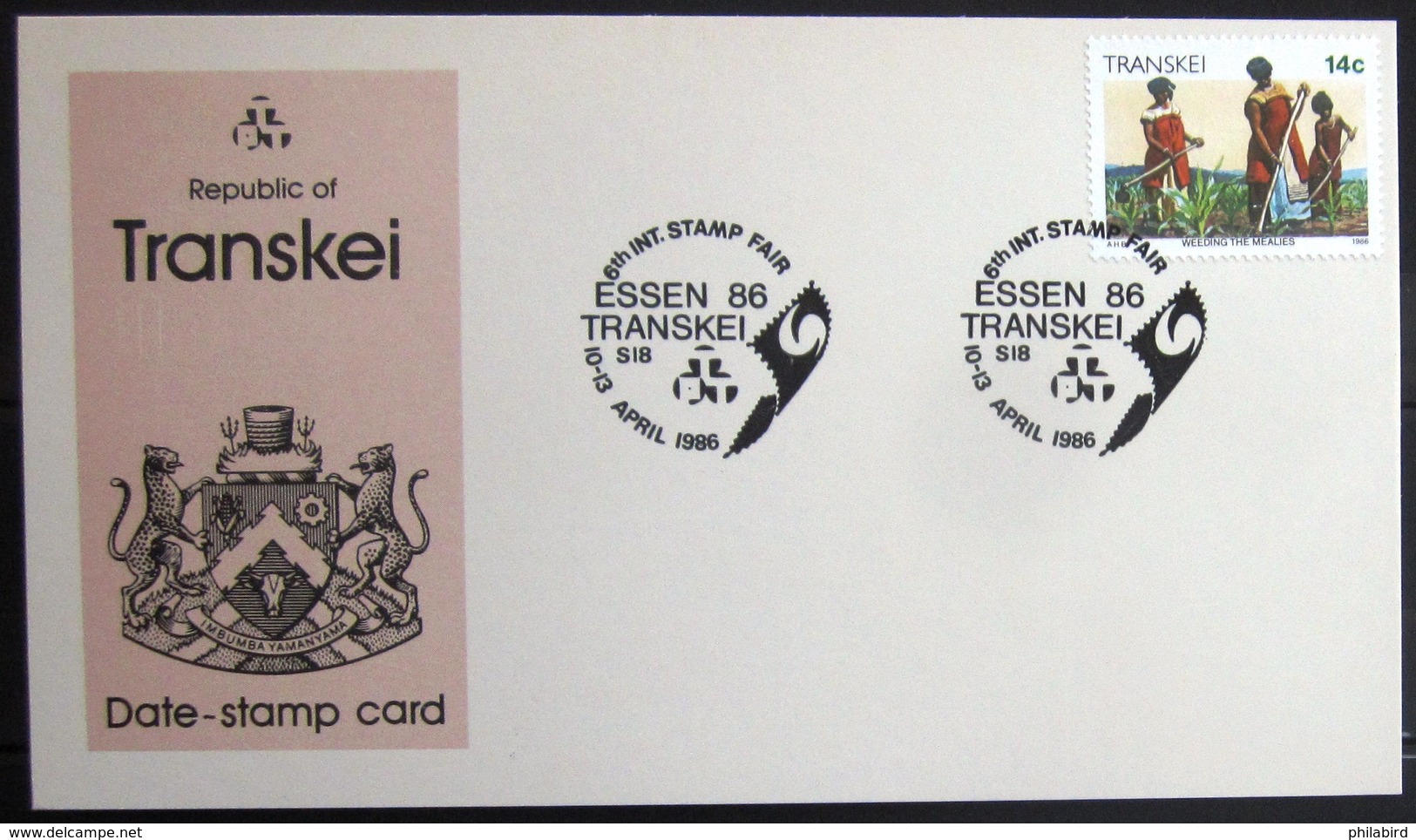 TRANSKEI              CARTE COMMEMORATIVE  " ESSEN 86 " - Transkei