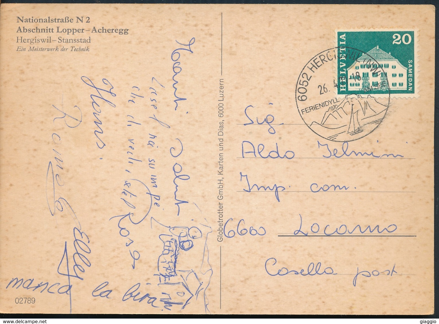 °°° 16987 - SVIZZERA - NW - NATIONALSTRASSE N 2 ABSCHNITT LOPPER ACHEREGG - 1971 With Stamps °°° - Sonstige & Ohne Zuordnung