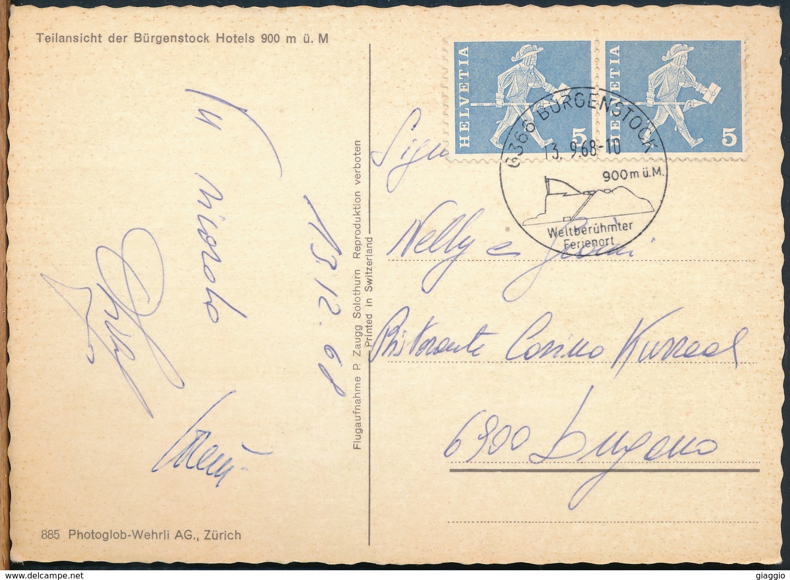 °°° 16988 - SVIZZERA - NW - TEILANSICHT DER BURGENSTOCK HOTELS - 1968 With Stamps °°° - Sonstige & Ohne Zuordnung