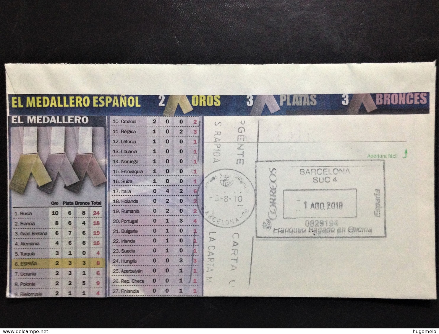 Spain, Registered And Addressed Cover With Special Cancellations, "Athletics", «Barcelona 2010» , 2010 - Colecciones