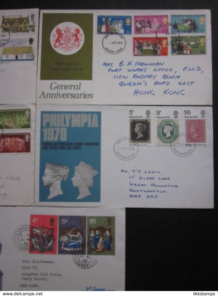 1970 A GROUP OF FIVE FIRST DAY OF ISSUE POSTMARKED COVERS.(B) #00995 - 1952-1971 Pre-Decimal Issues