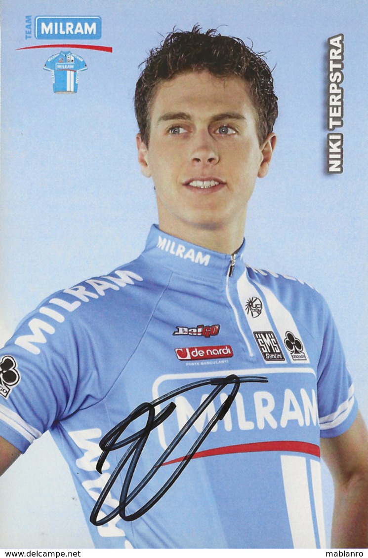 CARTE CYCLISME NIKI TERPSTRA SIGNEE TEAM MILRAM SERIE BUSTE 2007 - Cyclisme