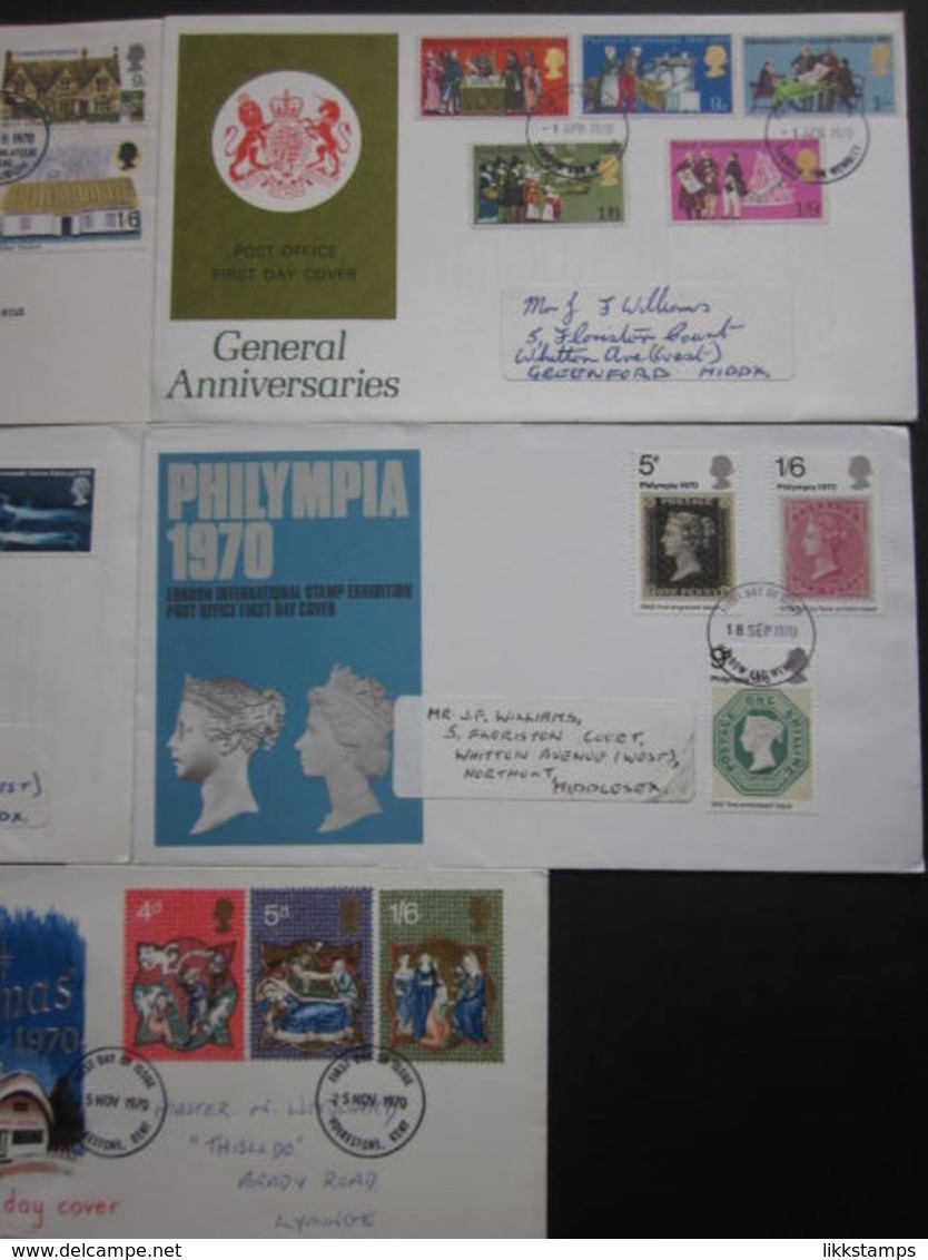 1970 A GROUP OF FIVE FIRST DAY OF ISSUE POSTMARKED COVERS.(C) #00996 - 1952-1971 Pre-Decimal Issues