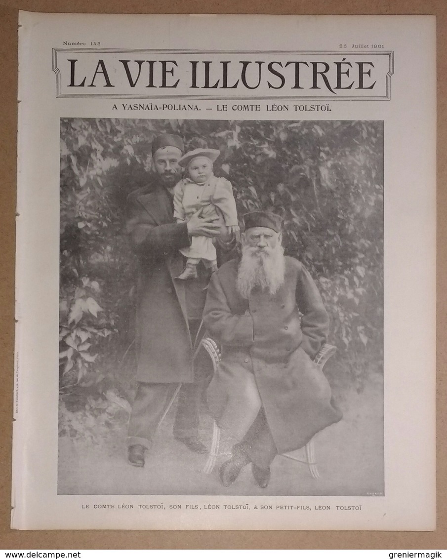 La Vie Illustrée N°145 Du 26/07/1901 Léon Tolstoï Yasnaïa-Polania - Roi De Siam - Duc D'Orléans Sur Le "Maroussia" - Autres & Non Classés