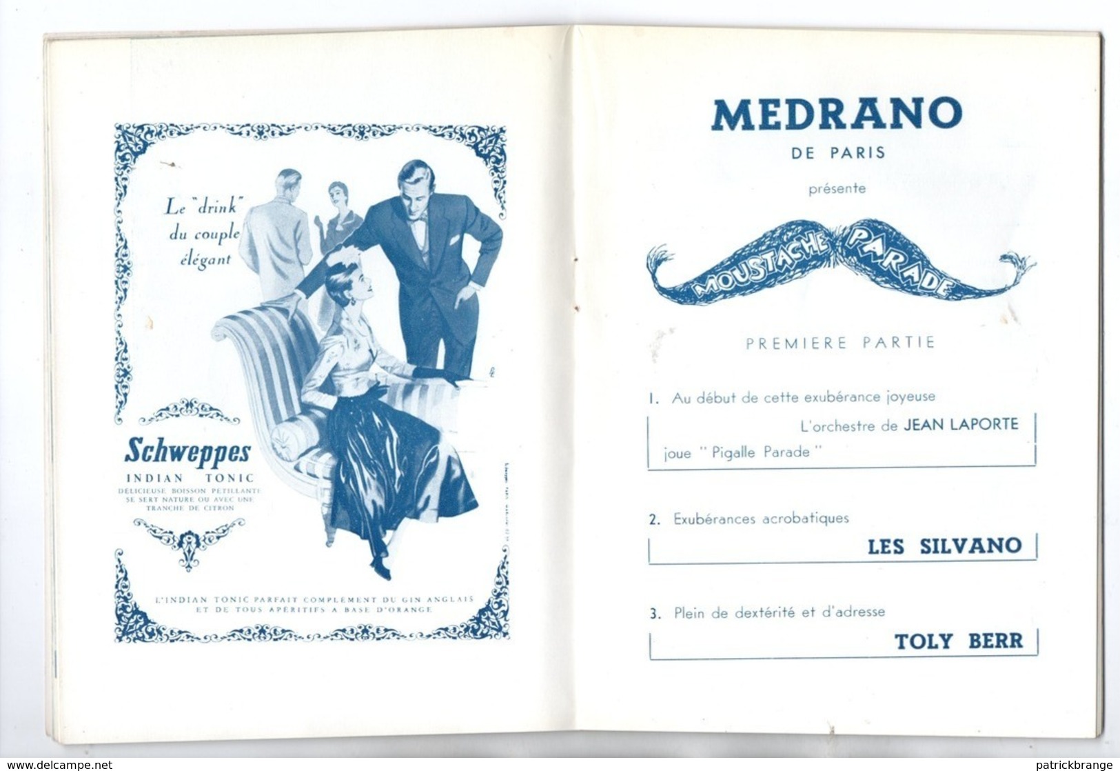 PROGRAMME . MEDRANO DE PARIS . " MOUSTACHE PARADE " . MOUSTACHE, LES SYLVANO, TOLY BERR, LES REALLS - Réf. N° 48P - - Programmes