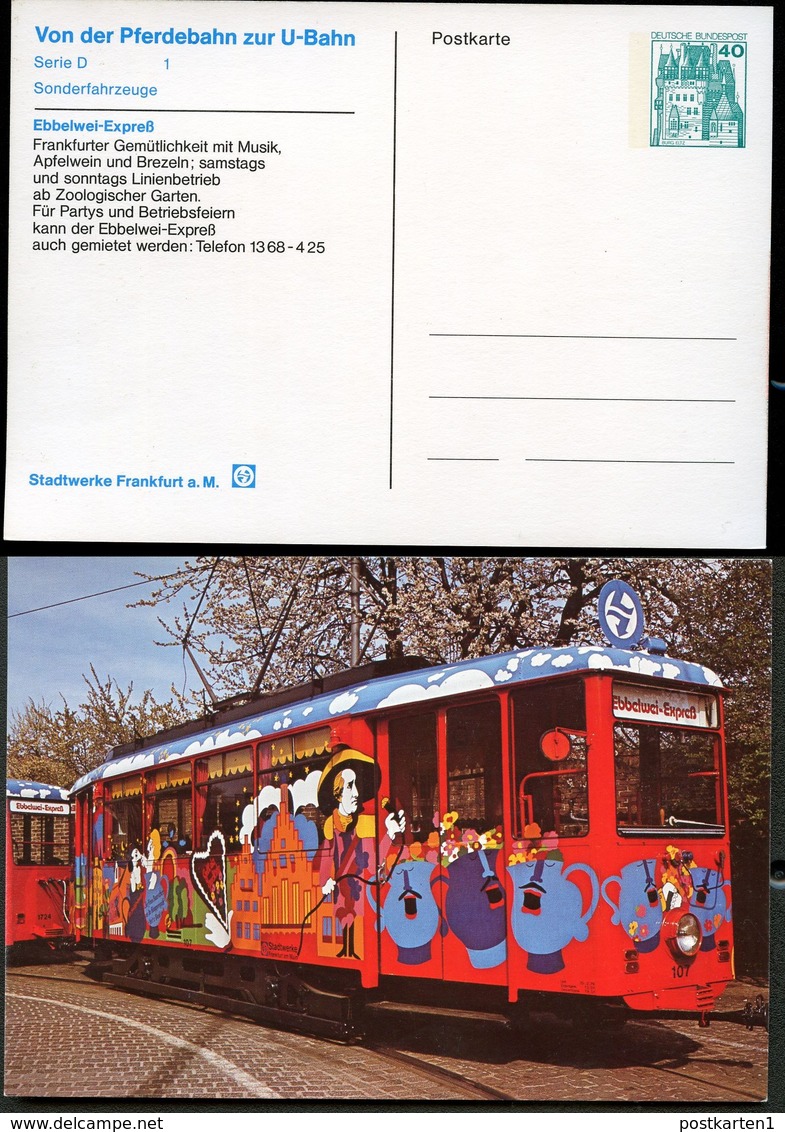 TRAM EBBELWEI-EXPRESS Frankfurt 1978 Germany STO Postal Card PP100 B2/007 - Strassenbahnen