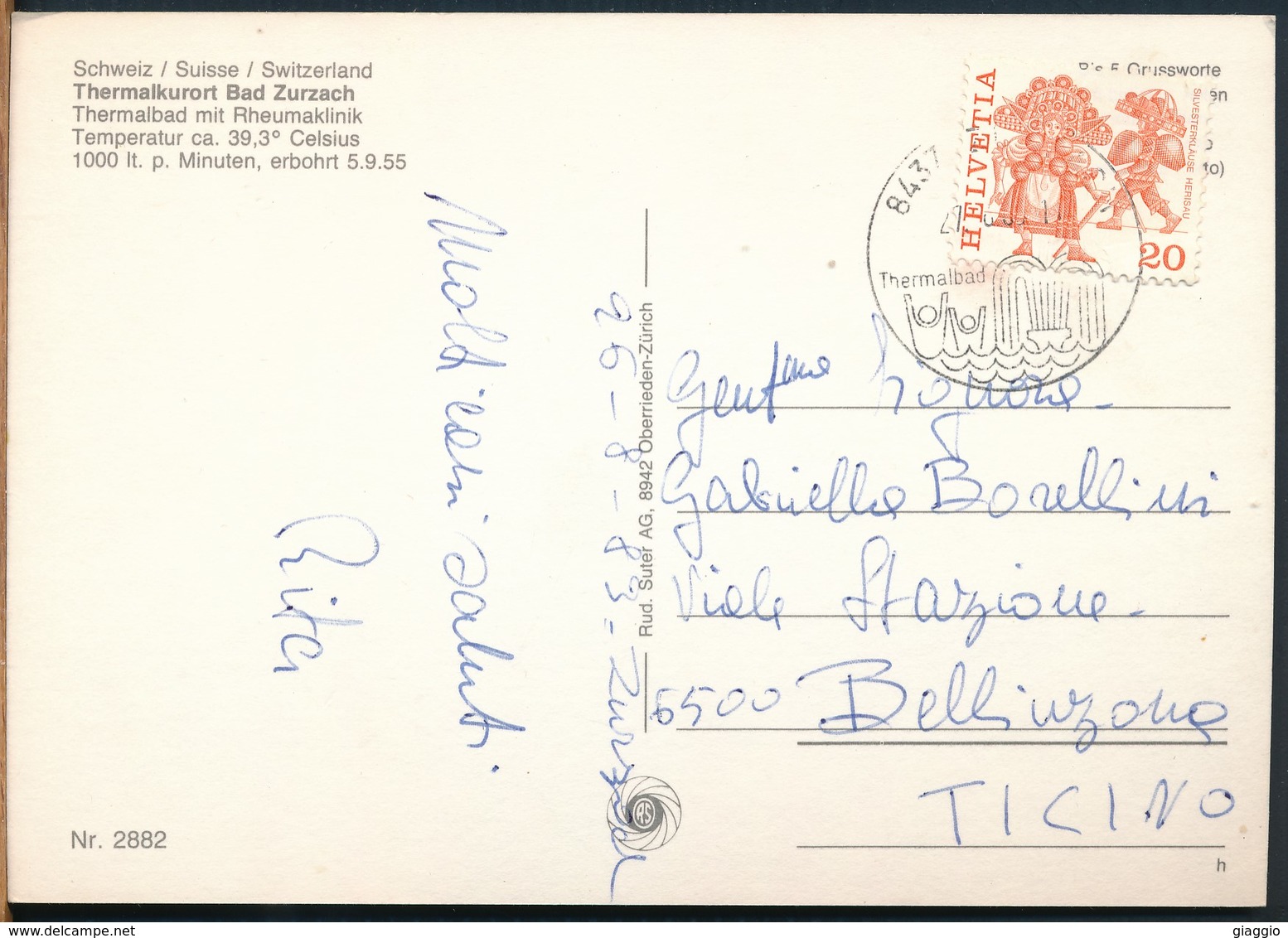 °°° 17009 - SVIZZERA - AG - THERMALKURORT , BAD ZURZACH - 1983 With Stamps °°° - Bad Zurzach