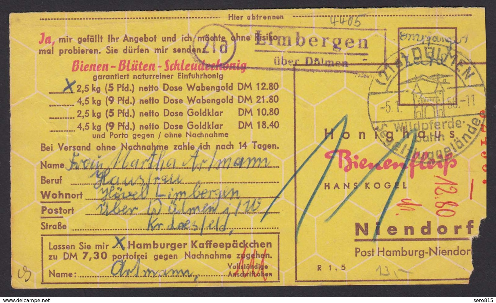 Limbergen über Dülmen Westfalen Posthilfstelle/Landpost 1966  (16961 - Sonstige & Ohne Zuordnung