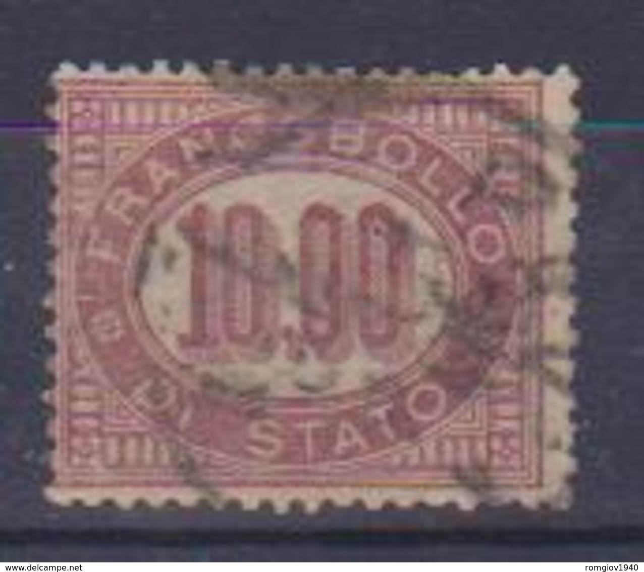 REGNO D'ITALIA  1875  SERVIZIO  RE V.EMANUELE  II   SASS.8  USATO VF (FIRMATO) - Officials