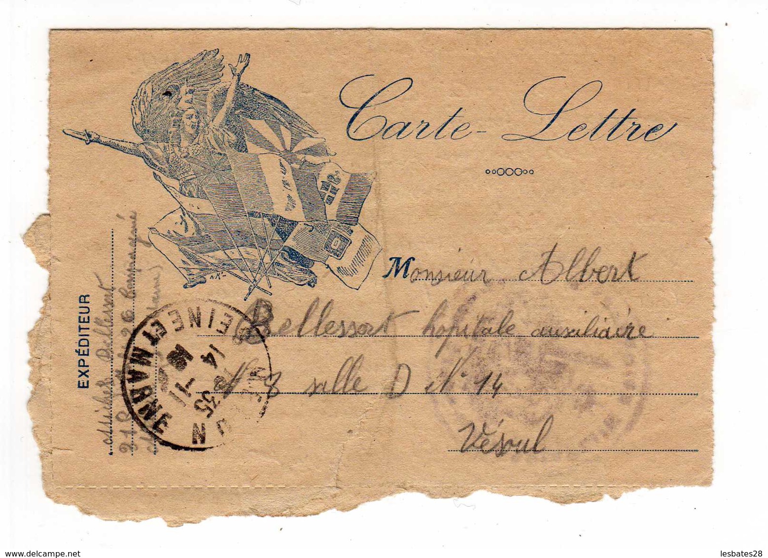 CARTE LETTRE 1916  Pour La Patre Drapeaux De Nos Alliés  -JAN 2020 GERA - Lettres & Documents