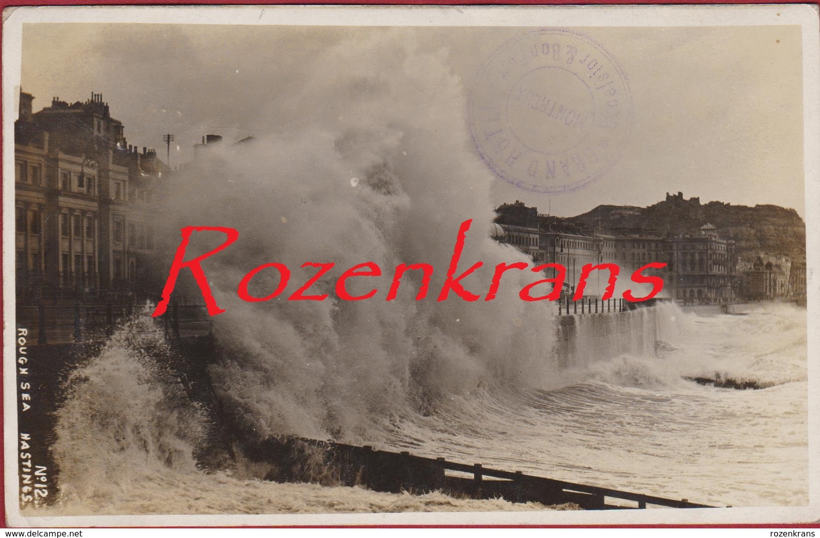 Rough Sea Hastings Sussex  Nr.12 Old Photocard Fotokaart Stamp Grand Hotel Montreux UK United Kingdom OLD Postcard CPA - Hastings