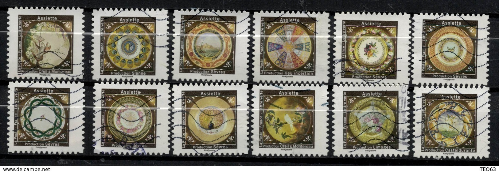 NOUVEAUTE SÉRIE COMPLÈTE 12 TIMBRES 2019 ASSIETTES - Used Stamps