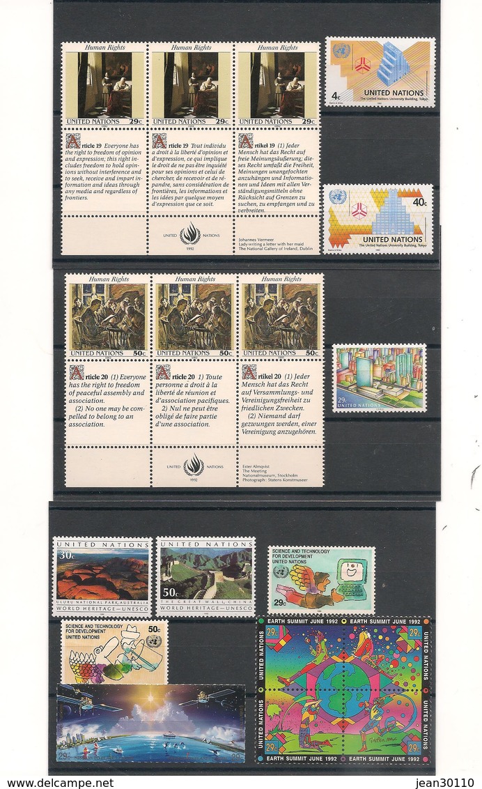1992 N° Y/T : 605/606**- 609/625** Côte :  25,95 € - Unused Stamps