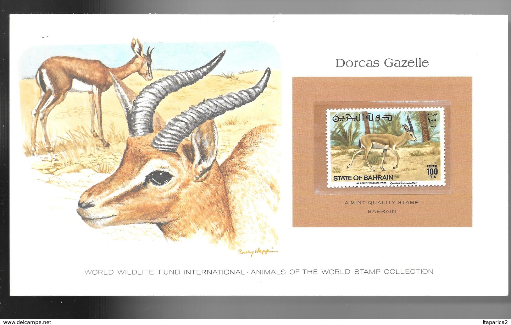 BAHRAIN  1982 SUPERBE CARTE COLECTION WWF  DORCAS GAZELLE MALE ANTILOPPE Avec Timbre N°324 Neuf **sans Charnière /  MA06 - Bahreïn (1965-...)