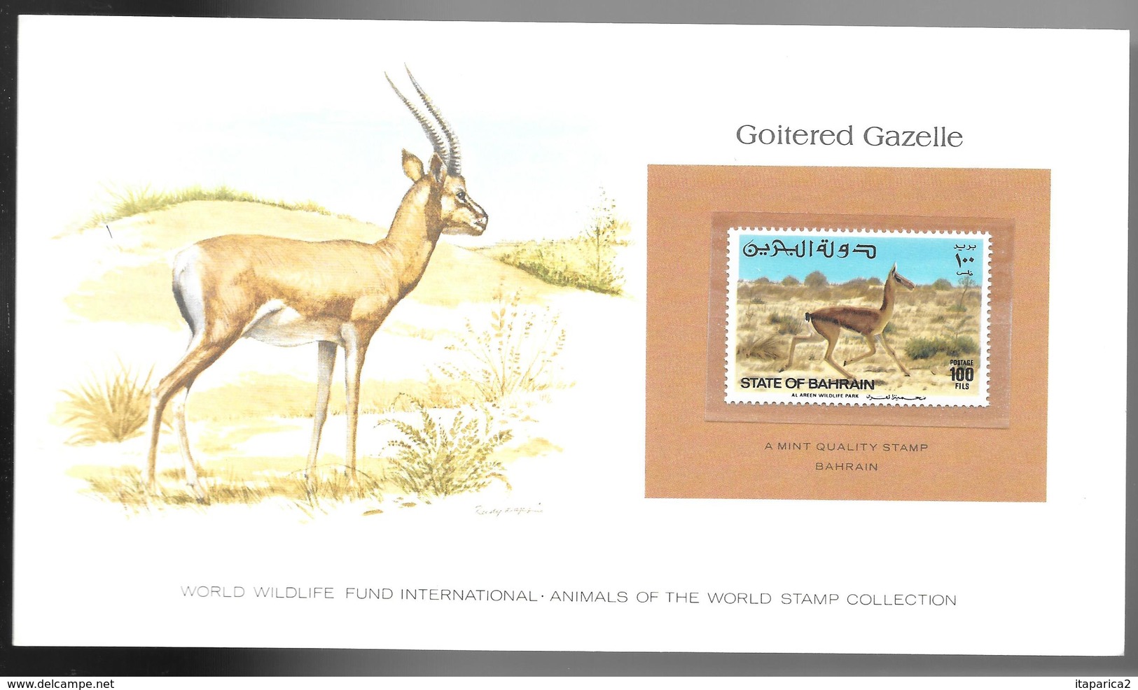 BAHRAIN  1982 SUPERBE CARTE COLECTION WWF GOITERED GAZELLE  ANTILOPPE Avec Timbre N°323 Neuf **sans Charnière /  MA06 - Bahreïn (1965-...)