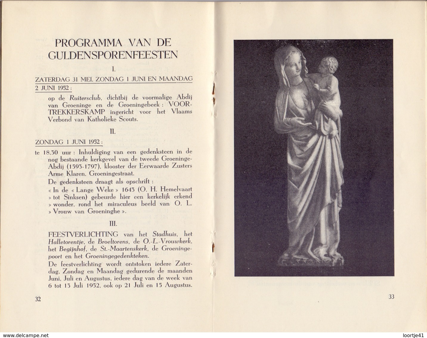 Brochure Programma Guldensporenfeesten Kortrijk - 1302 - 1952 - Programma's