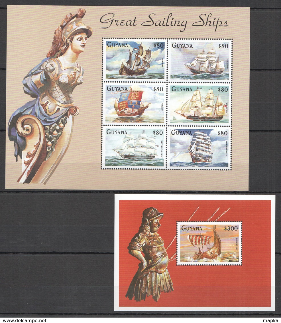 E742 GUYANA TRANSPORT GREAT SAILING SHIPS & BOATS 1KB+1BL MNH - Bateaux