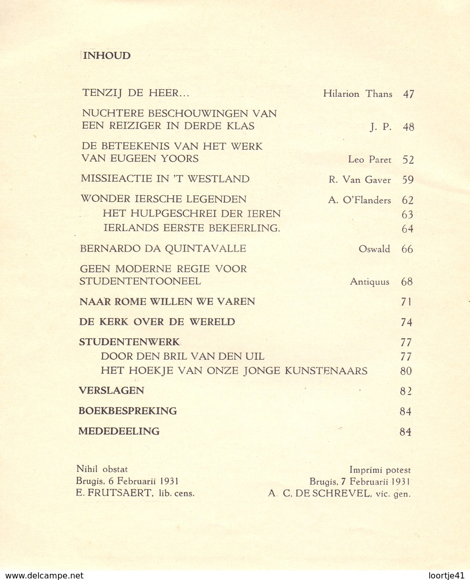 Tijdschrift Magazine Hernieuwen - Vlaanderen In Christus - 1931 - Orgaan Kath Studenten West Vlaanderen - Autres & Non Classés