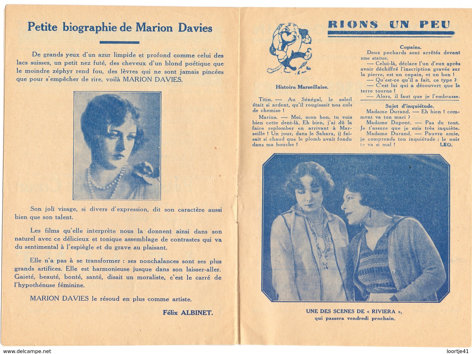 Pub Reclame - Ciné Cinema Bioscoop Majestic Gand Gent Film - Les Microbes Du Cinéma - Marion Davies 1929 - Publicidad