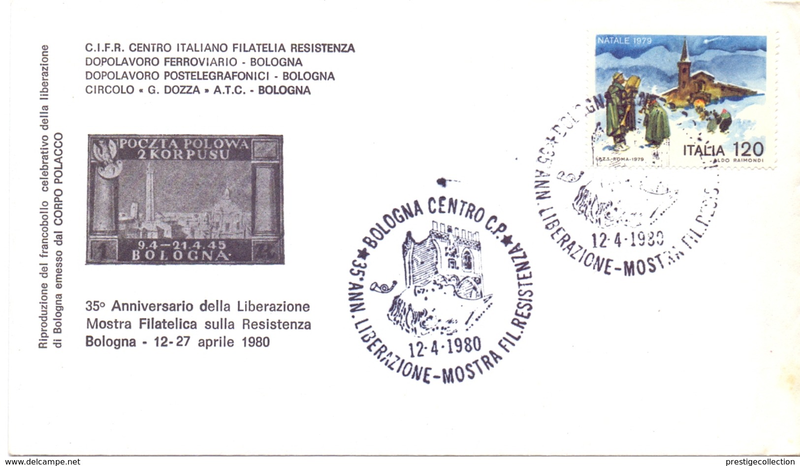 COVER BOLOGNA ANNIVERSARO MOSTRA FILATELICA DELLA RESISTENZA 1980 (GENN200558) - Esposizioni Filateliche