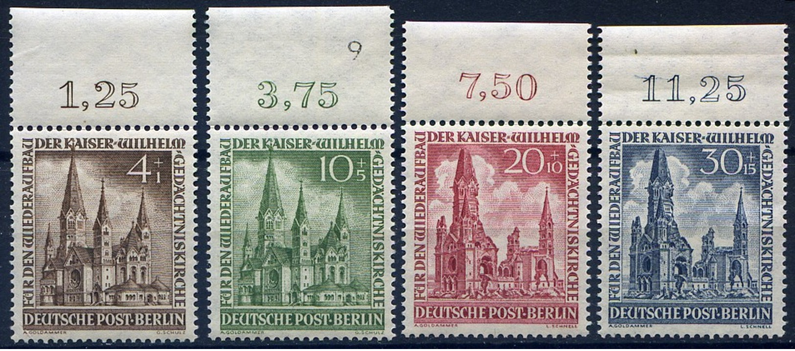 Mi. 106/109   Kaiser - Wilhelm - Gedächtniskirche M. OR ** - Nuovi