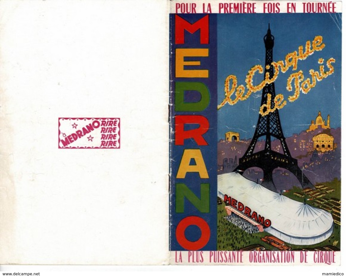 1956 Programme Du CIRQUE MEDRANO , LE CIRQUE DE PARIS Pour La 1ère Fois En Tournée Livret De 32 Pages - Programmes