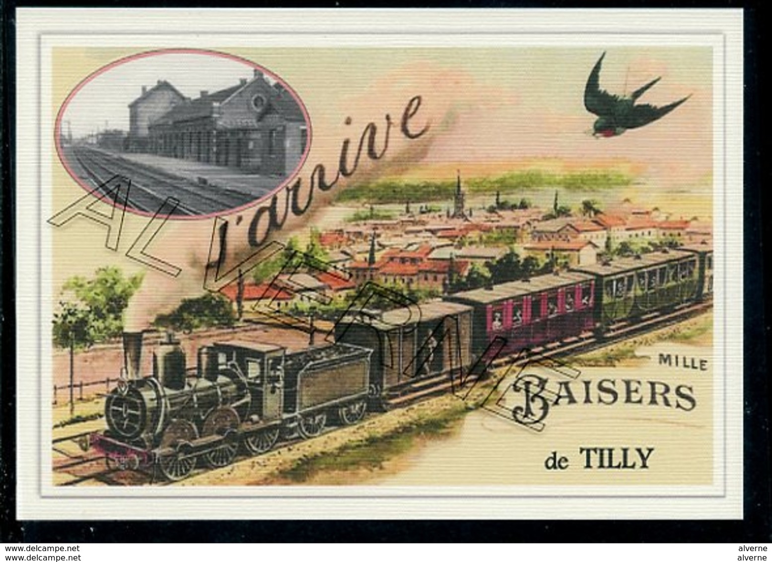 TILLY  .....  2 Cartes Souvenirs Gare ... Train  Creations Modernes Série Limitée - Villers-la-Ville