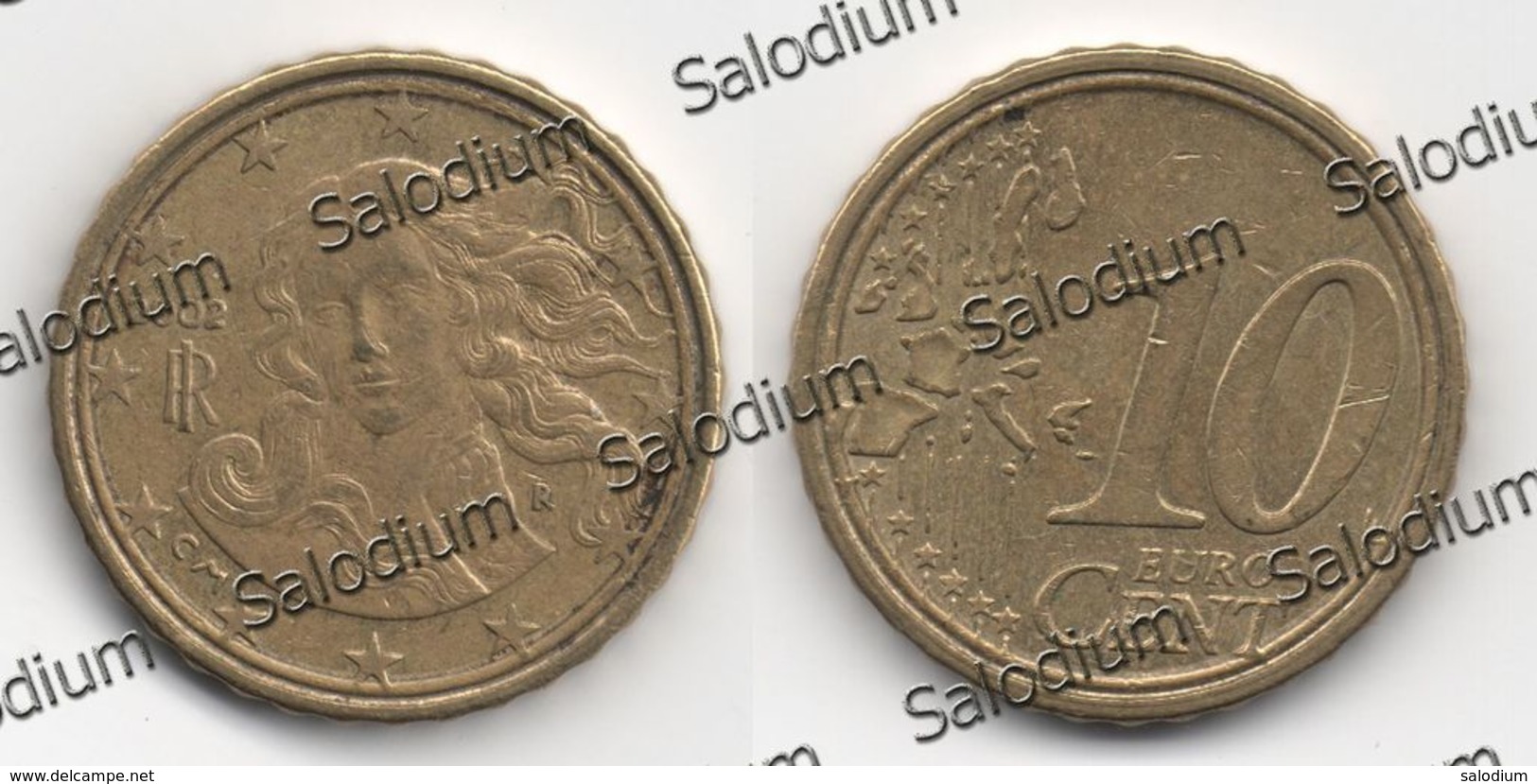 10 Euro Cent 2002 - Repubblica Italiana - Variante Errore Moneta - Error Coin - Doppio Cerchio (40007) - Errors And Oddities