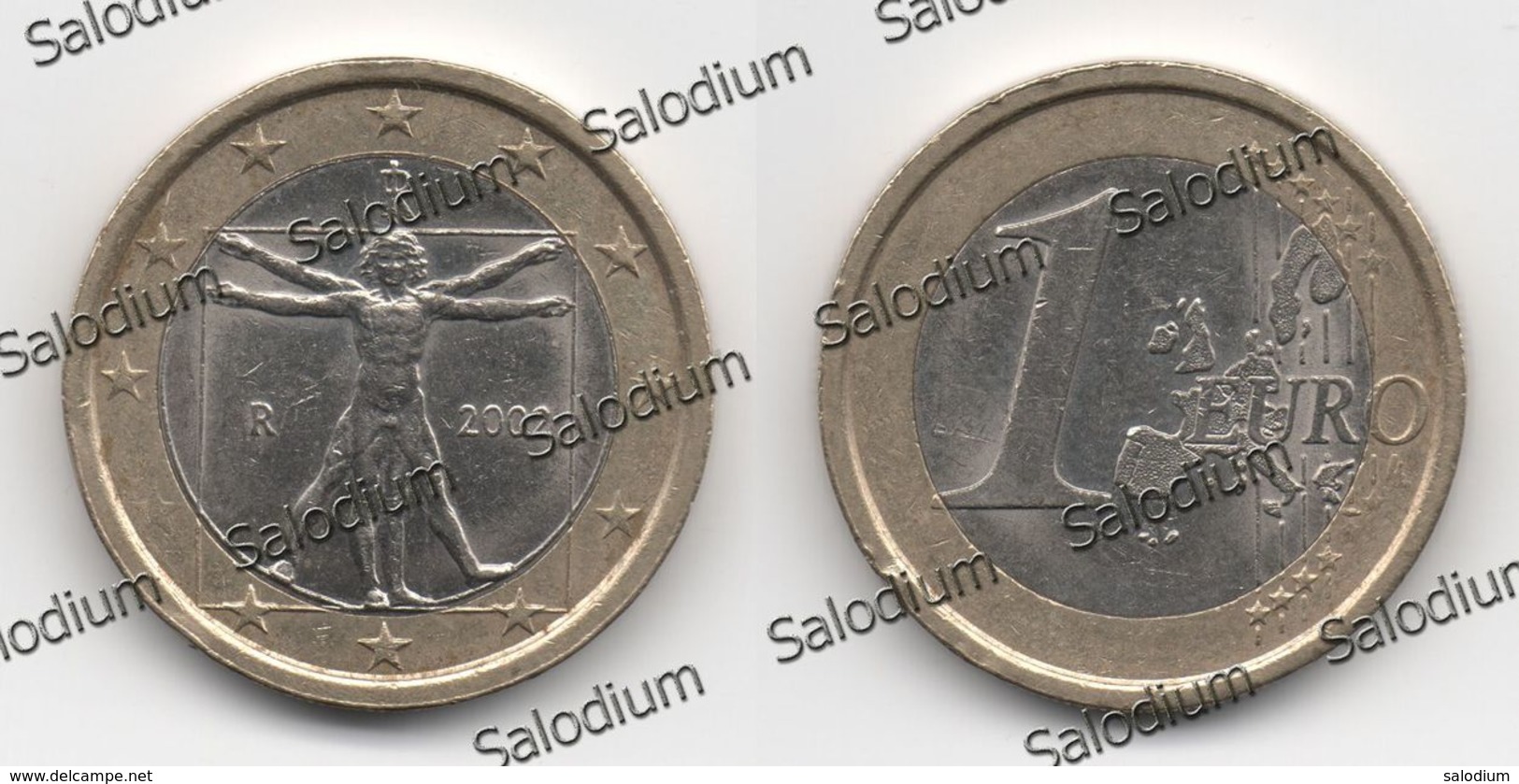 1 Euro 2002 - Repubblica Italiana - Variante Errore Moneta - Error Coin - NO LC E Una Stella - No Mintmark  (40017) - Errors And Oddities