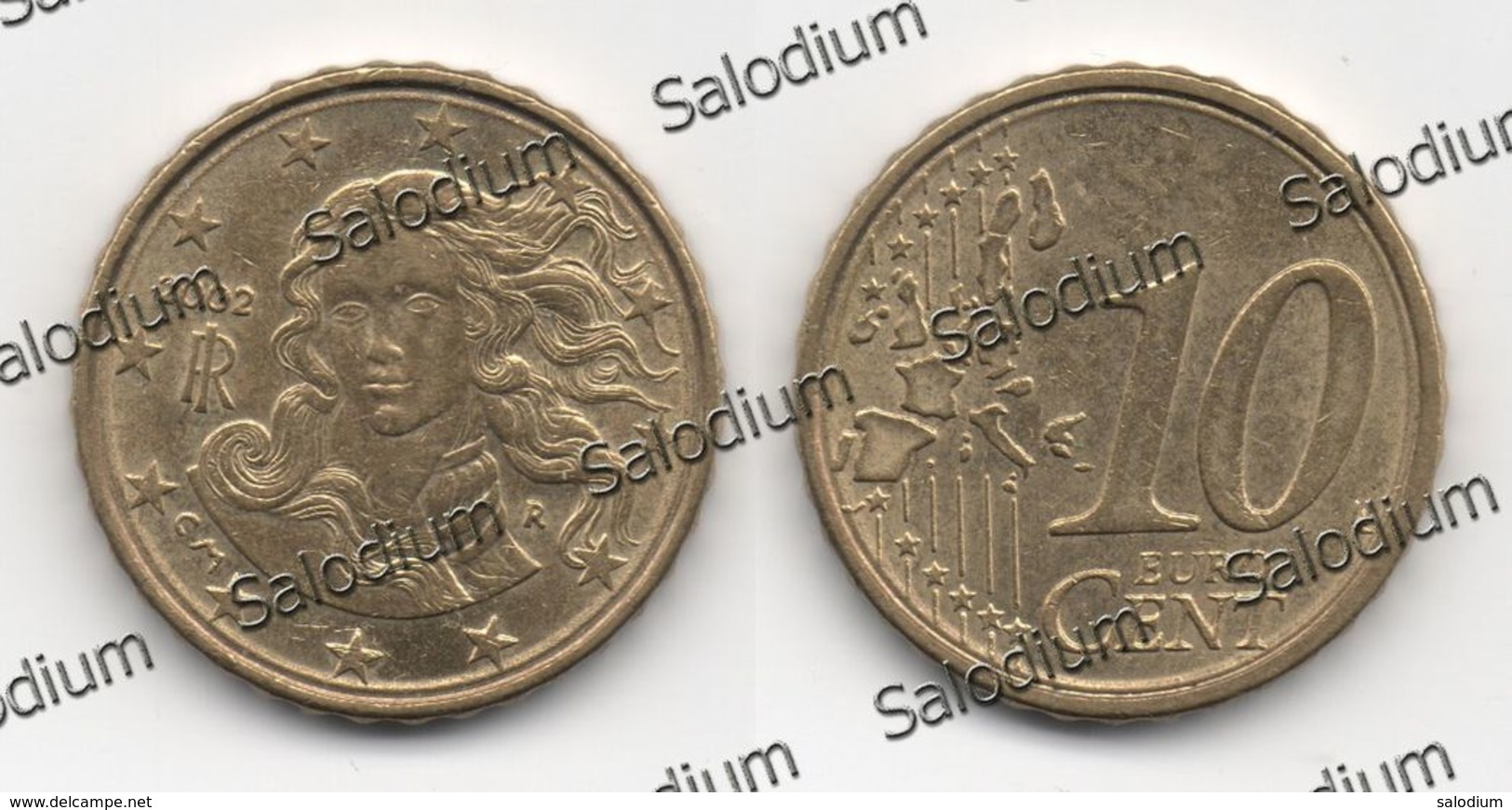 10 Euro Cent 2002 - Repubblica Italiana - Variante Errore Moneta - Error Coin - Doppio Cerchio (40016) - Variétés Et Curiosités