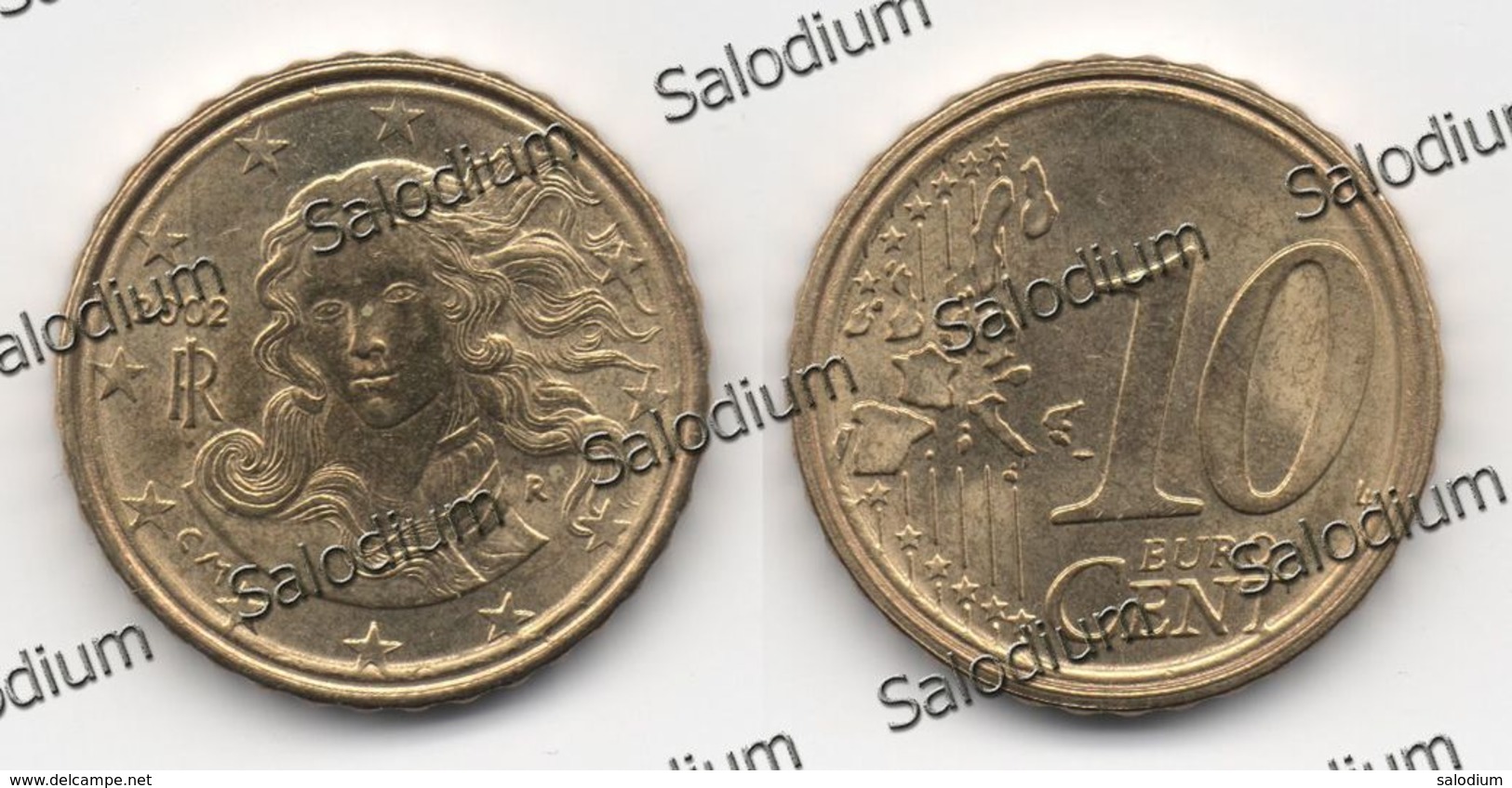 10 Euro Cent 2002 - Repubblica Italiana - Variante Errore Moneta - Error Coin - Doppio Cerchio (40014) - Errors And Oddities