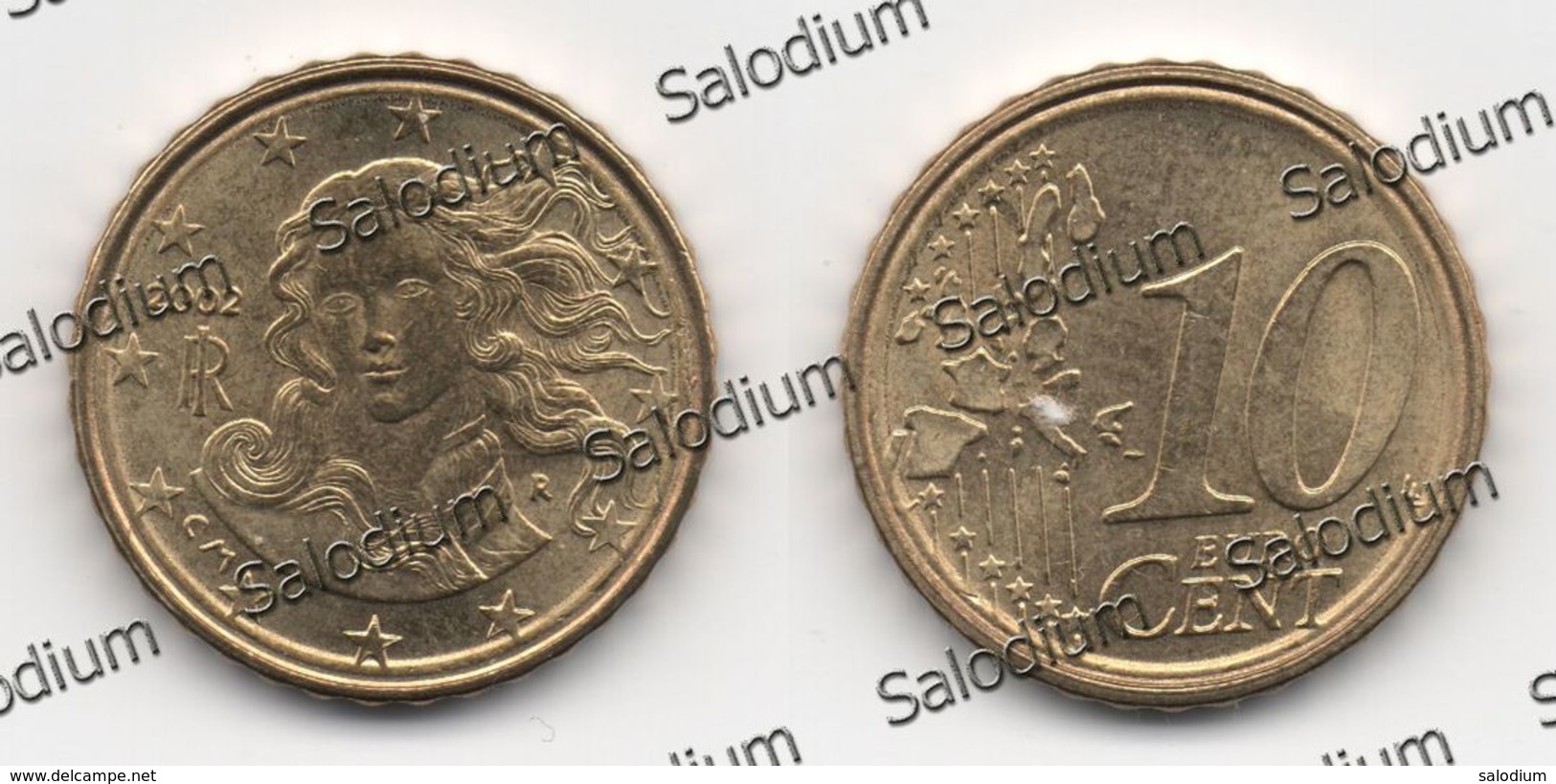 10 Euro Cent 2002 - Repubblica Italiana - Variante Errore Moneta - Error Coin - Doppio Cerchio (40013) - Variétés Et Curiosités