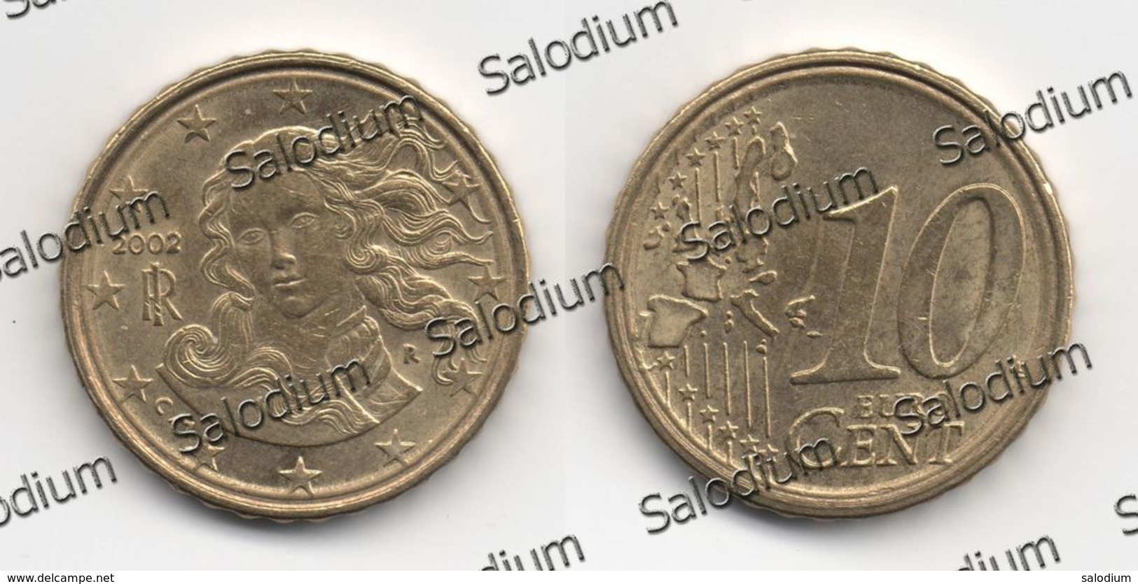 10 Euro Cent 2002 - Repubblica Italiana - Variante Errore Moneta - Error Coin - Doppio Cerchio (40012) - Errors And Oddities