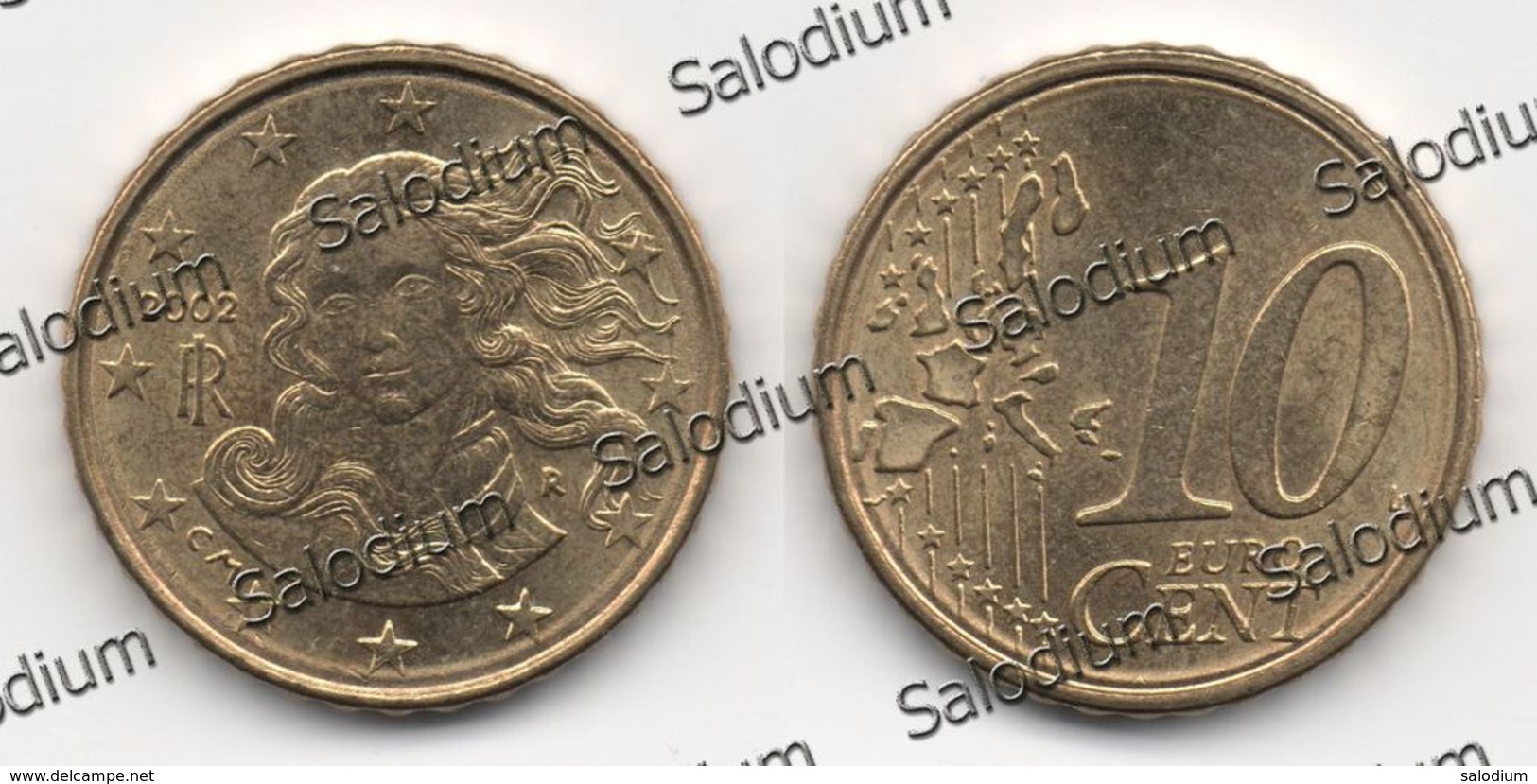 10 Euro Cent 2002 - Repubblica Italiana - Variante Errore Moneta - Error Coin - Doppio Cerchio (40011) - Variétés Et Curiosités