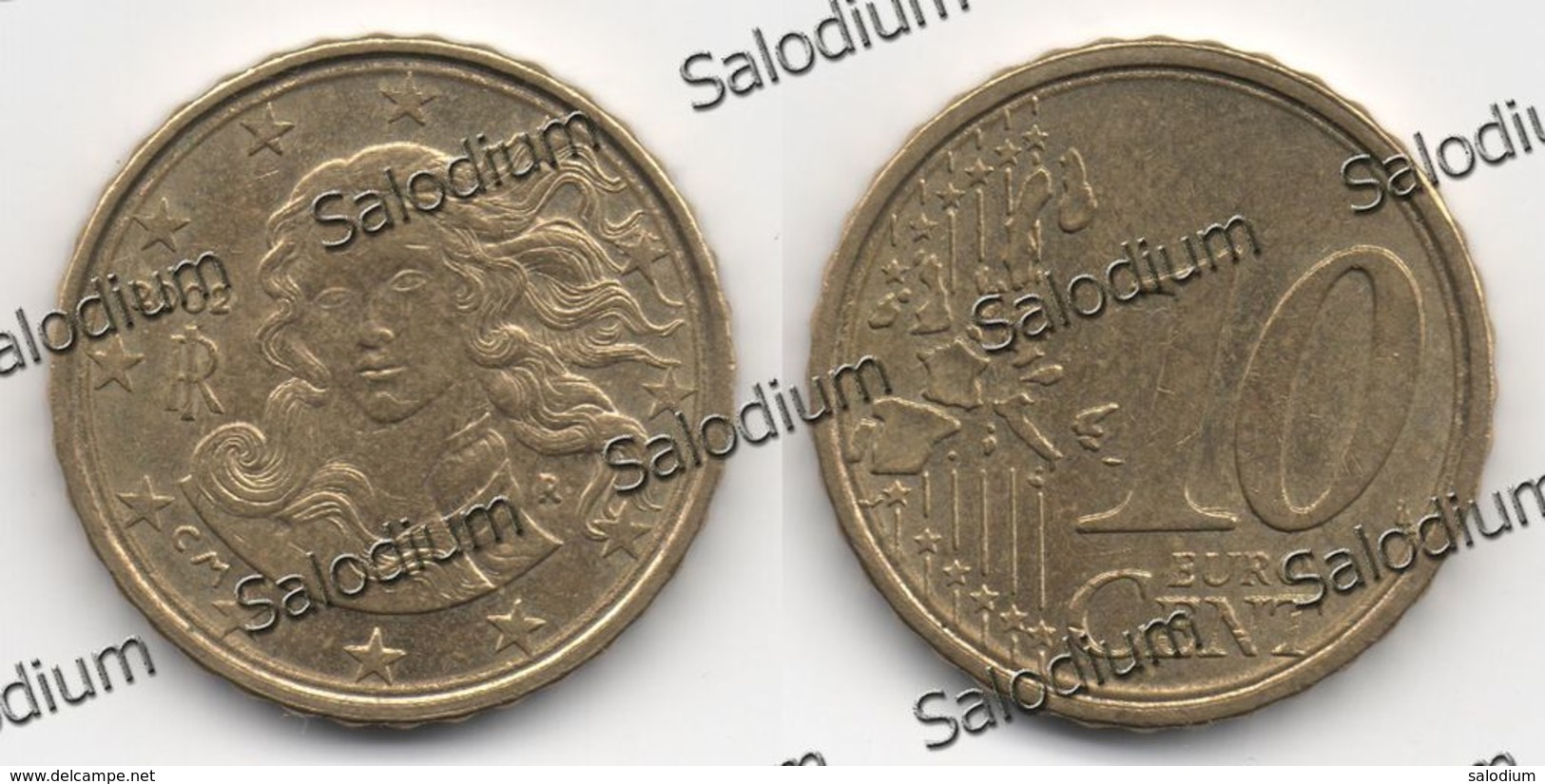 10 Euro Cent 2002 - Repubblica Italiana - Variante Errore Moneta - Error Coin - Doppio Cerchio (40006) - Variétés Et Curiosités