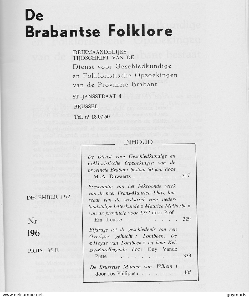 De Brabantse Folklore, Nrs 184,185,194,196,204,209,212,215-216,219,220,223,232,233 - Geographie & Geschichte