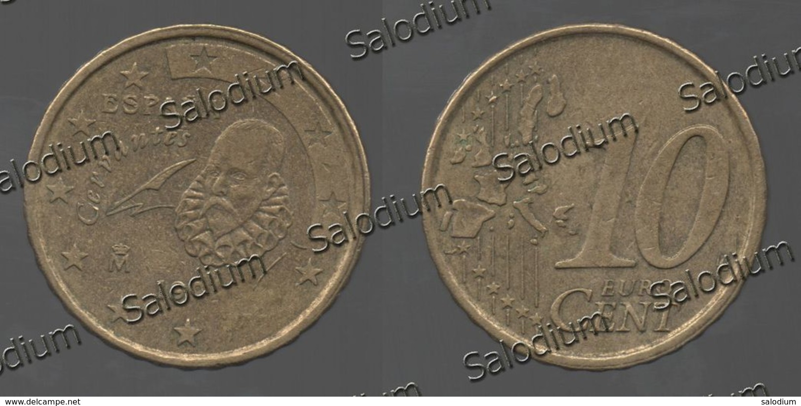 10 Euro Cent - Espana Spagna - Variante Errore Moneta - Error Coin - Stella E Data Evanescente  (40022) - Variétés Et Curiosités