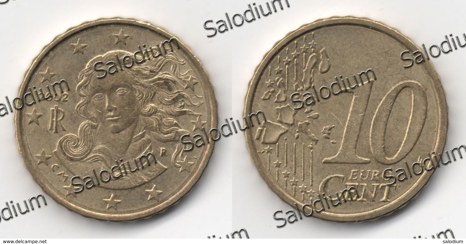 10 Euro Cent 2002 - Repubblica Italiana - Variante Errore Moneta - Error Coin - Doppio Cerchio (40010) - Errors And Oddities