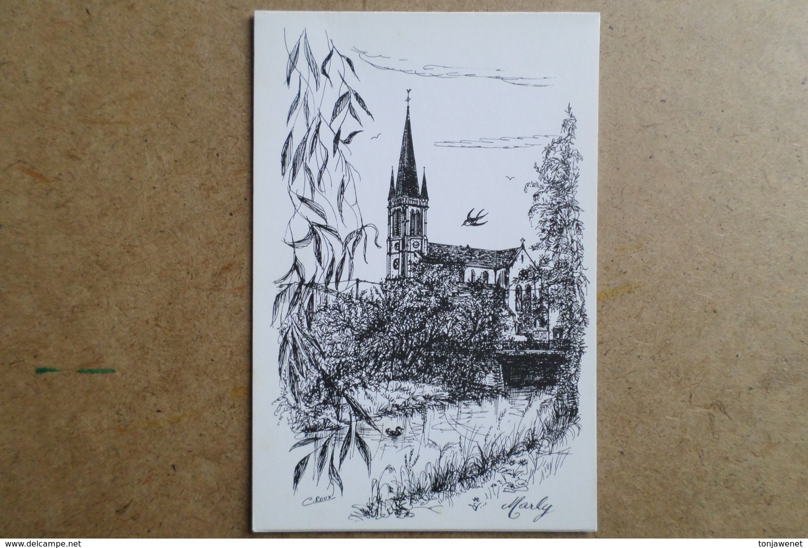 MARLY -L'Eglise - Illustrateur C.Roux - Carte Double ( 57 Moselle ) - Altri & Non Classificati