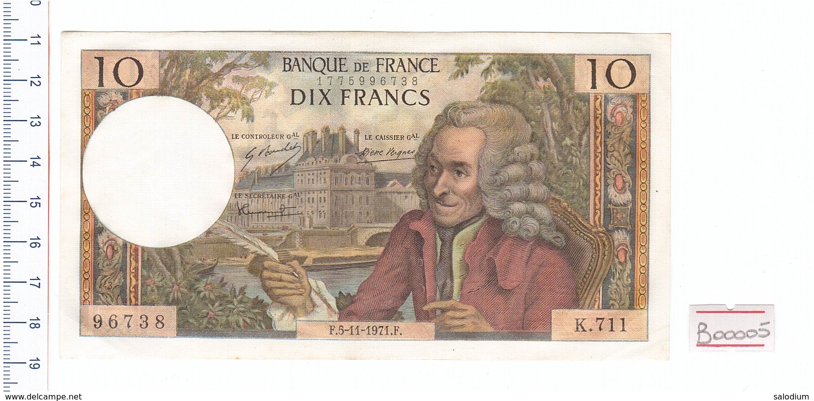 1971 - 96738 - BILLE DE DIX FRANCS VOLTAIRE - Banconota Banknote - 10 F 1963-1973 ''Voltaire''
