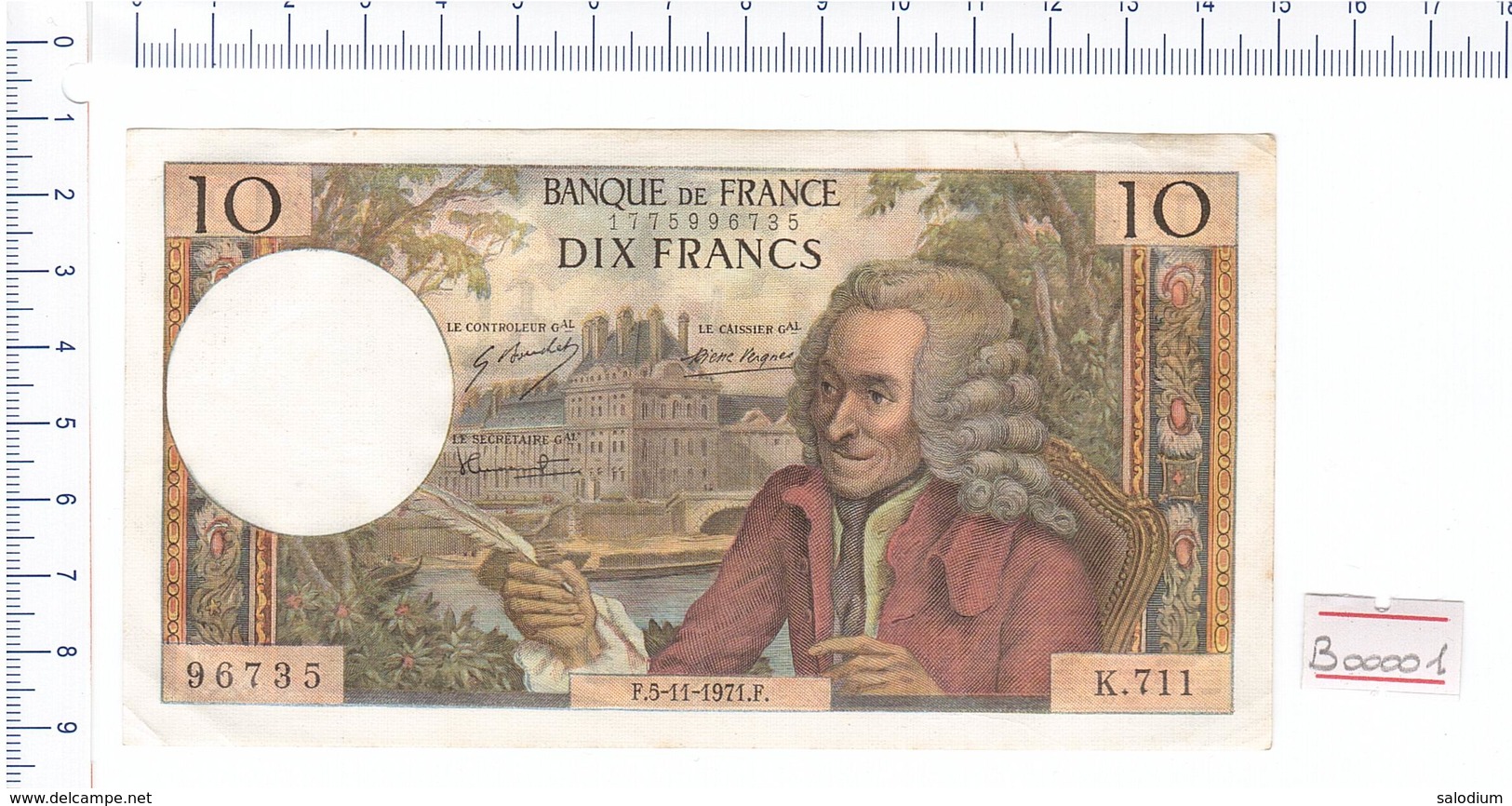 1971 - 96735 - BILLE DE DIX FRANCS VOLTAIRE - Banconota Banknote - 10 F 1963-1973 ''Voltaire''