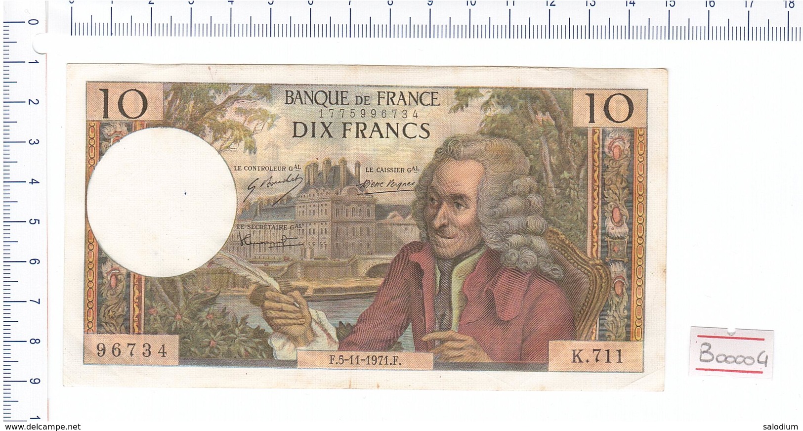 1971 - 96734 - BILLE DE DIX FRANCS VOLTAIRE - Banconota Banknote - 10 F 1963-1973 ''Voltaire''