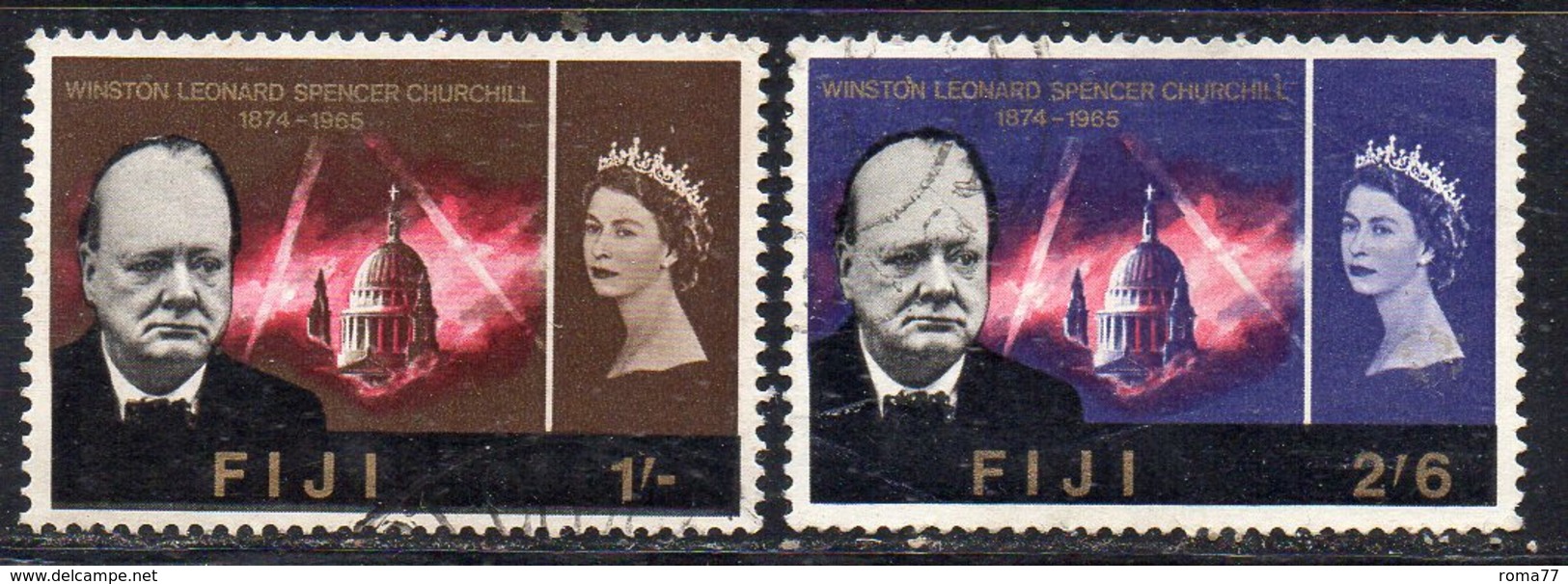 APR1436 - FIJI 1966, Yvert N. 196+197  Usato   (2380A)  Churchill - Fiji (...-1970)