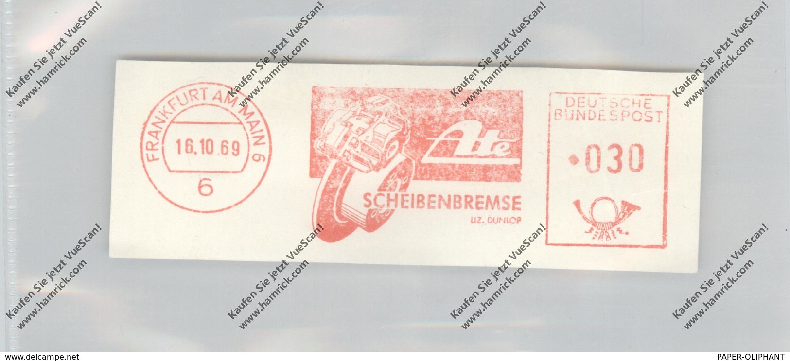 AUTO - ATE Scheibenbremsen, Maschinenwerbestempel, Frankfurt  1969 - Sonstige & Ohne Zuordnung