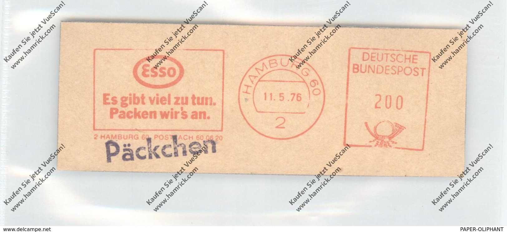 AUTO - BENZIN / TANKSTELLE, ESSO, Maschinenwerbestempel, Hamburg, 1976 - Sonstige & Ohne Zuordnung