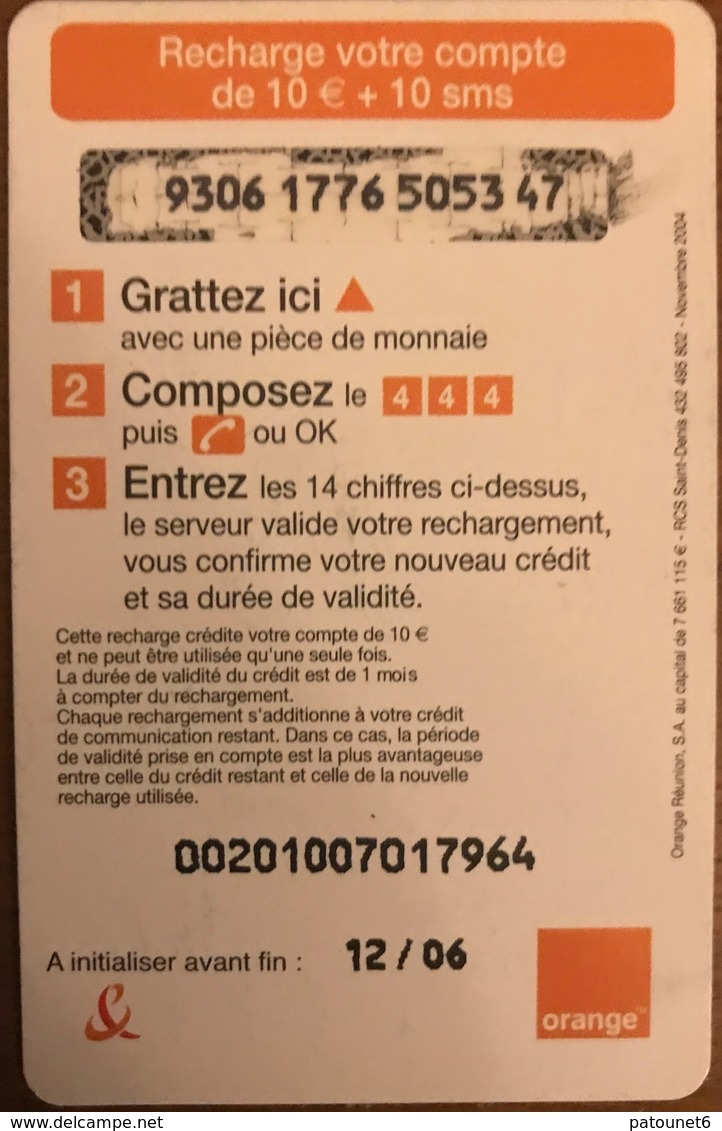 REUNION - Recharge Orange 10 Euros + 10 SMS - Palmier - Reunion