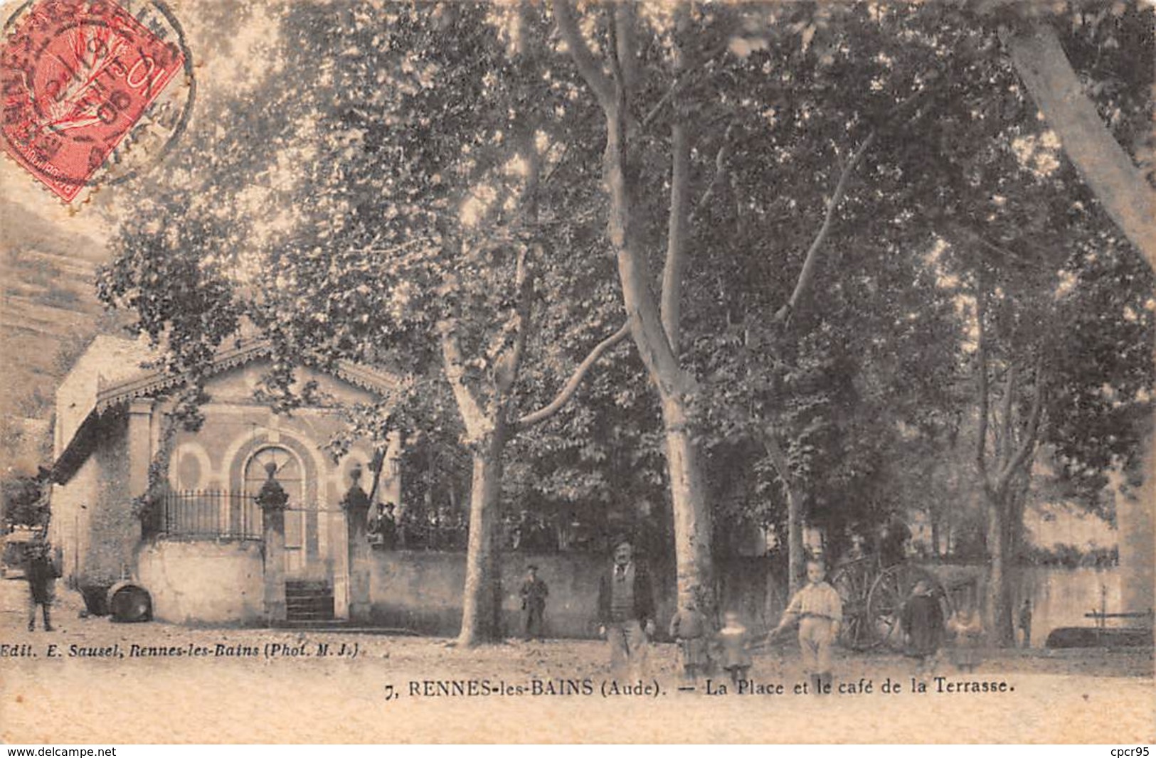 11 .n° 108196 .  Rennes Les Bains . La Place Et Le Cafe De La Terrasse  . - Autres & Non Classés