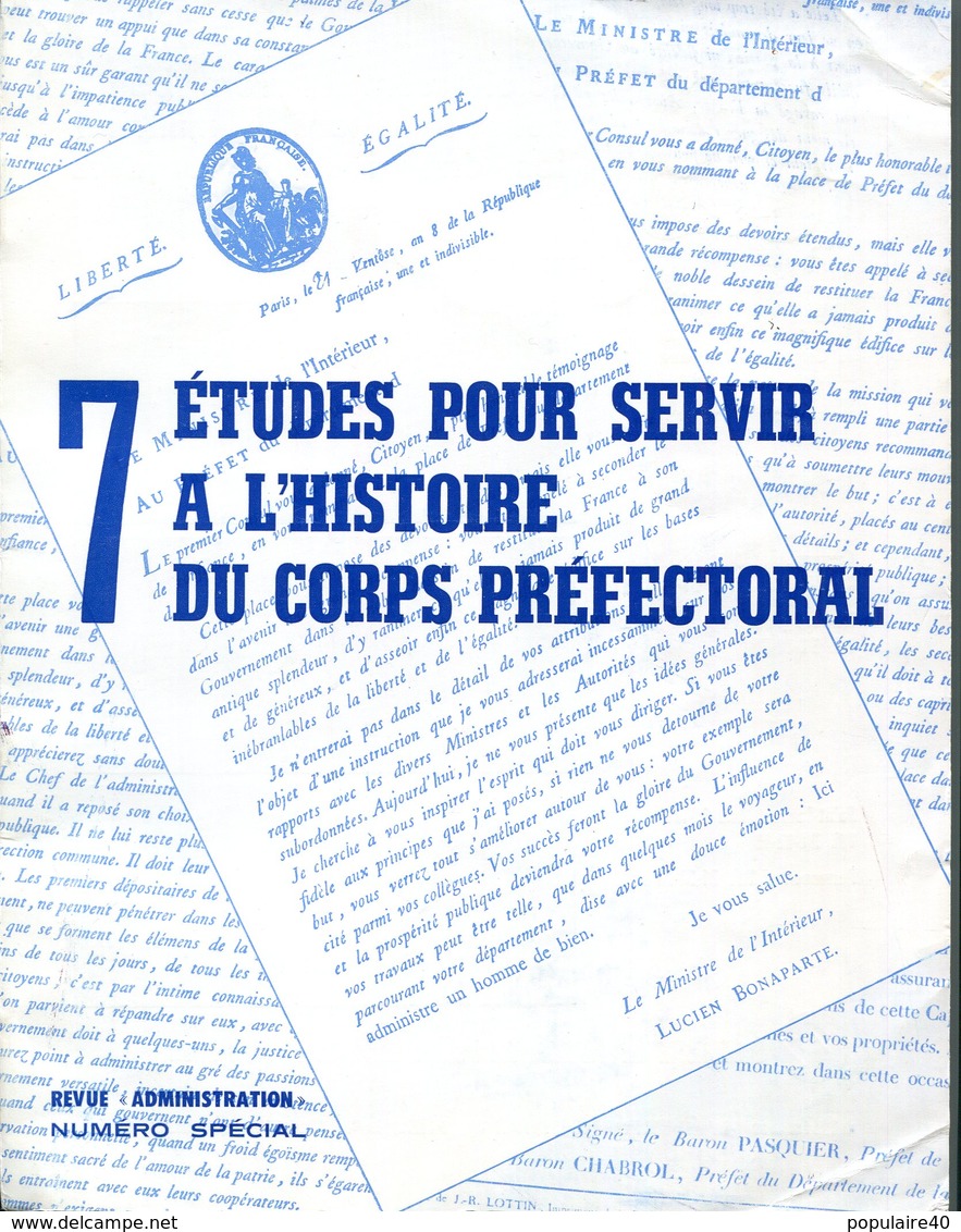 Etudes Pour Servir à L'histoire Du Corps Préfectoral De 1800 à 1940 Préfet Uniforme  1983 - French